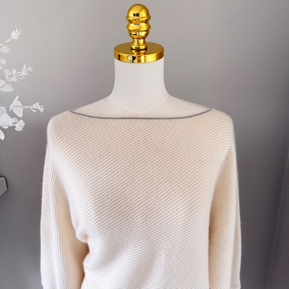 TSE x Saks Fifth Avenue Cashmere Jewel Sweater in White, Sz XL - Picture 4 of 12